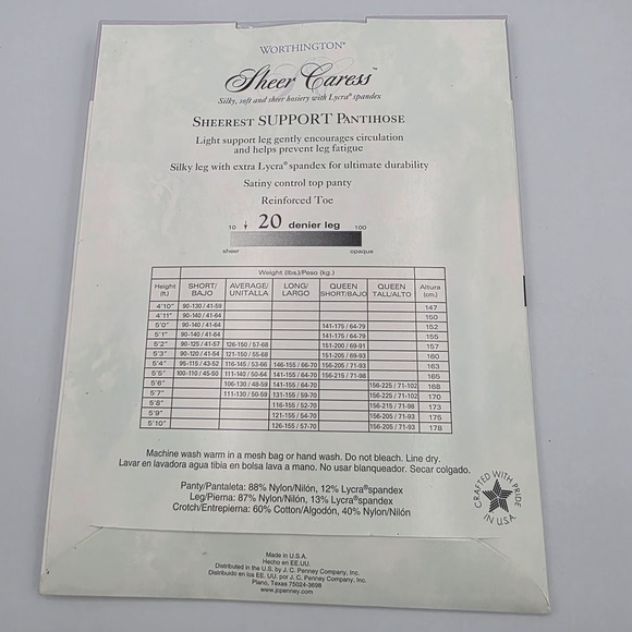 Worthington Sheer Caress Pantyhose Queen Short Taupe 41 ControlTop Light Support - Picture 2 of 4